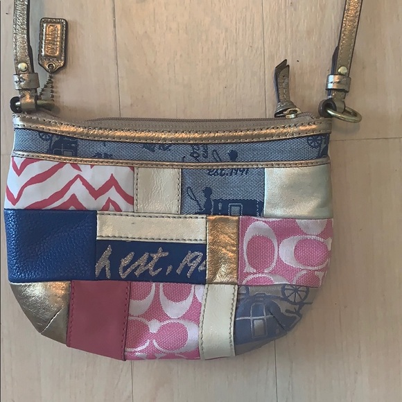 Coach leather and fabric patchwork crossbody bag - Picture 1 of 5